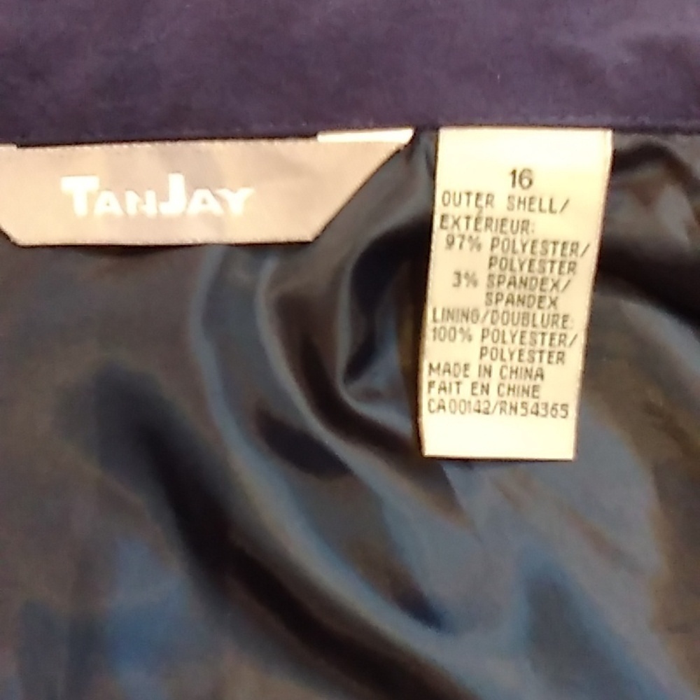 TanJay Navy Colour Block Floral Embroidered Faux Suede Jacket Shell Size 16 - Picture 11 of 13